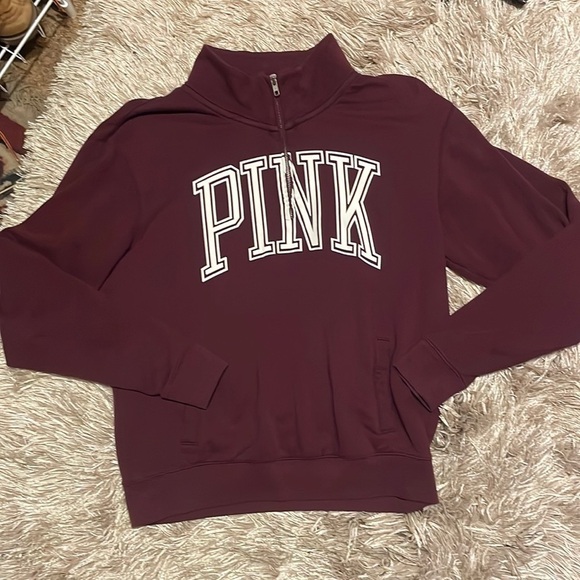 Pink Victoria’s Secret Quarter Zip Sweatshirt Pullover Size‎ Small - Picture 1 of 7